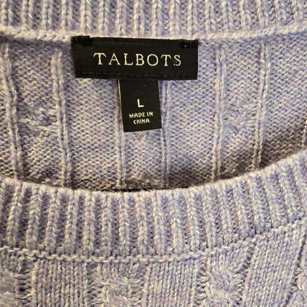 Talbots Purple Knited Sweater Size Large Button Accents - Picture 2 of 10